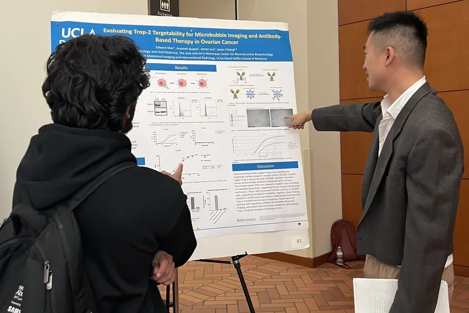 edward sher presenting poster at ucla dentistry science day