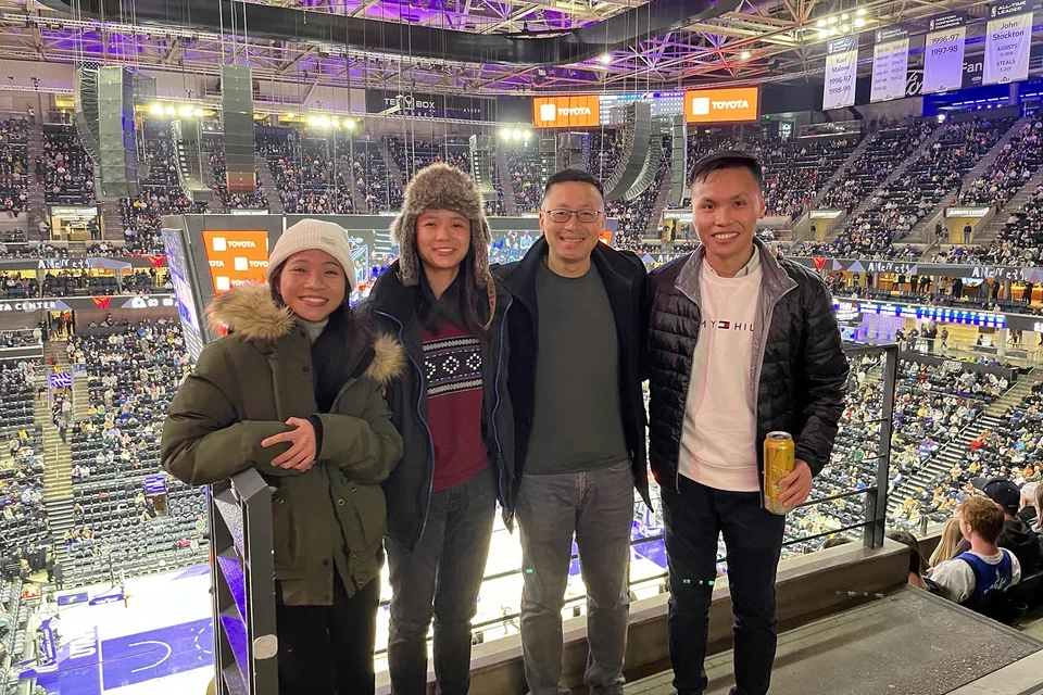 team group photo at the utah jazz basketball game