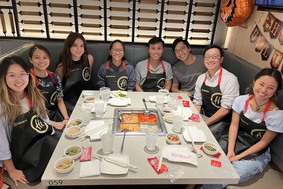lab members hot pot dinner